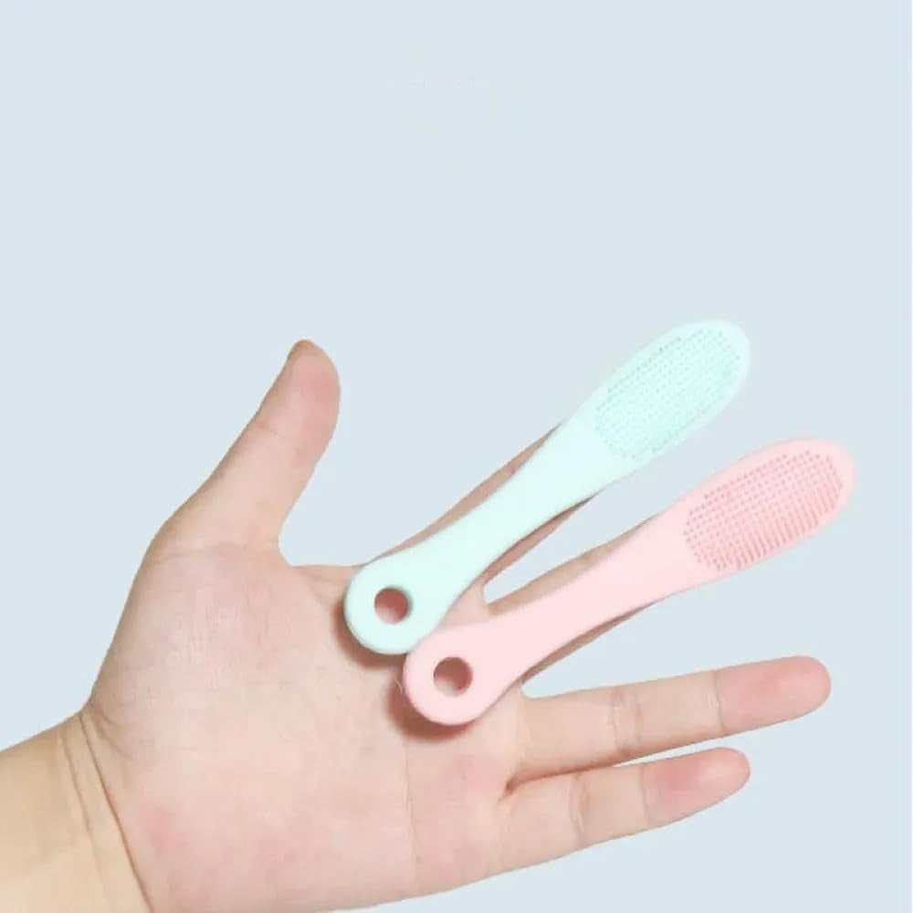 Wacky® Silicone Facial Cleansing Brush Set | Manual Finger-Wearable Blackhead Remover & Pore Exfoliator | Soft Dual-Sided Scrub Pad for Deep Nose Cleaning, Face Wash & Lip Scrubbing (Pack of 2, Pink & Mint Green)