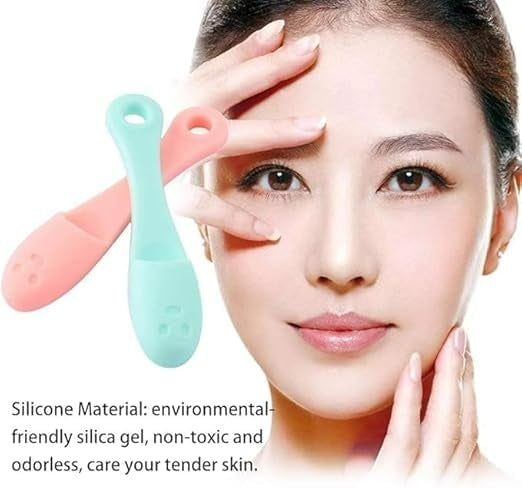 Wacky® Silicone Facial Cleansing Brush Set | Manual Finger-Wearable Blackhead Remover & Pore Exfoliator | Soft Dual-Sided Scrub Pad for Deep Nose Cleaning, Face Wash & Lip Scrubbing (Pack of 2, Pink & Mint Green)