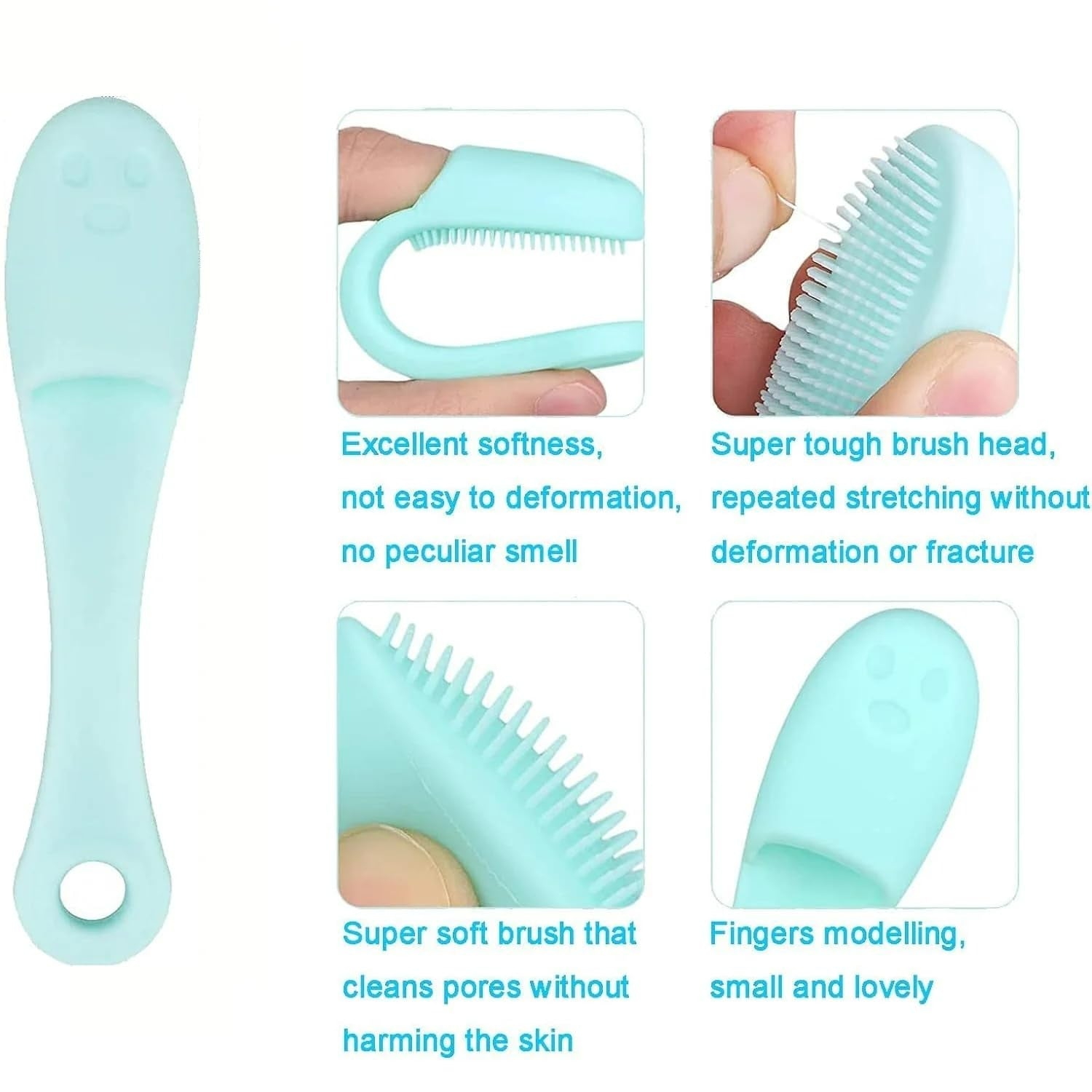 Wacky® Silicone Facial Cleansing Brush Set | Manual Finger-Wearable Blackhead Remover & Pore Exfoliator | Soft Dual-Sided Scrub Pad for Deep Nose Cleaning, Face Wash & Lip Scrubbing (Pack of 2, Pink & Mint Green)