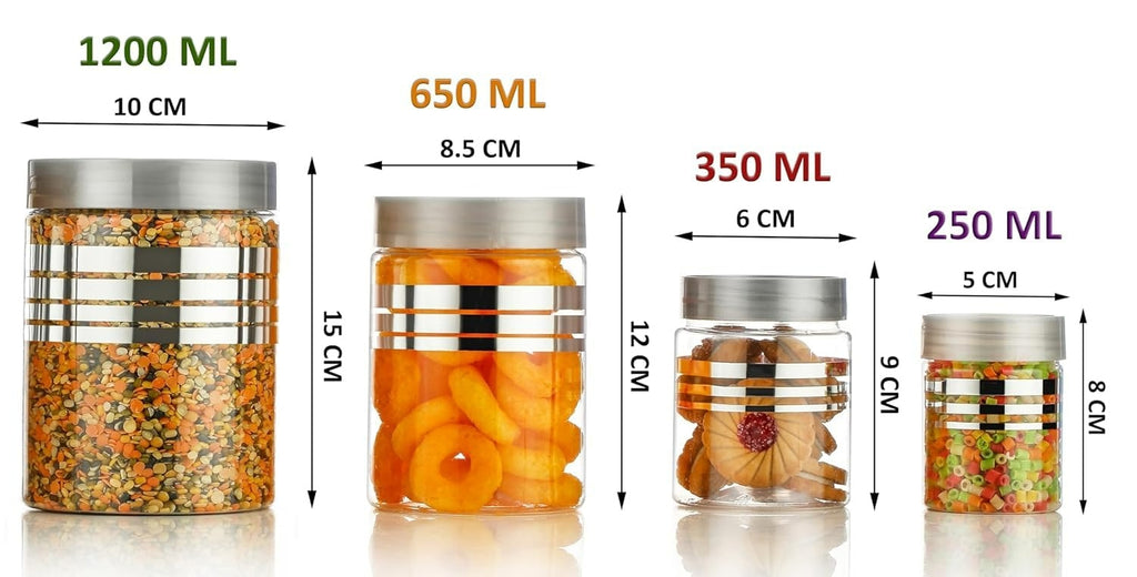 Wacky® 24-Piece Premium Plastic Kitchen Container Set with Spoons | Airtight Grocery Storage Jar Combo for Spices, Pulses, Dal & Snacks | Food-Grade, BPA-Free Modular Jar Set (Silver Lids)