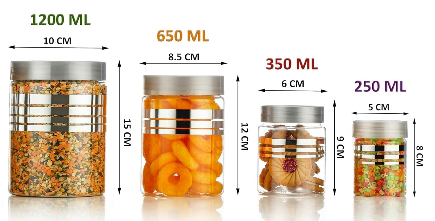Wacky® 24-Piece Premium Plastic Kitchen Container Set with Spoons | Airtight Grocery Storage Jar Combo for Spices, Pulses, Dal & Snacks | Food-Grade, BPA-Free Modular Jar Set (Silver Lids)