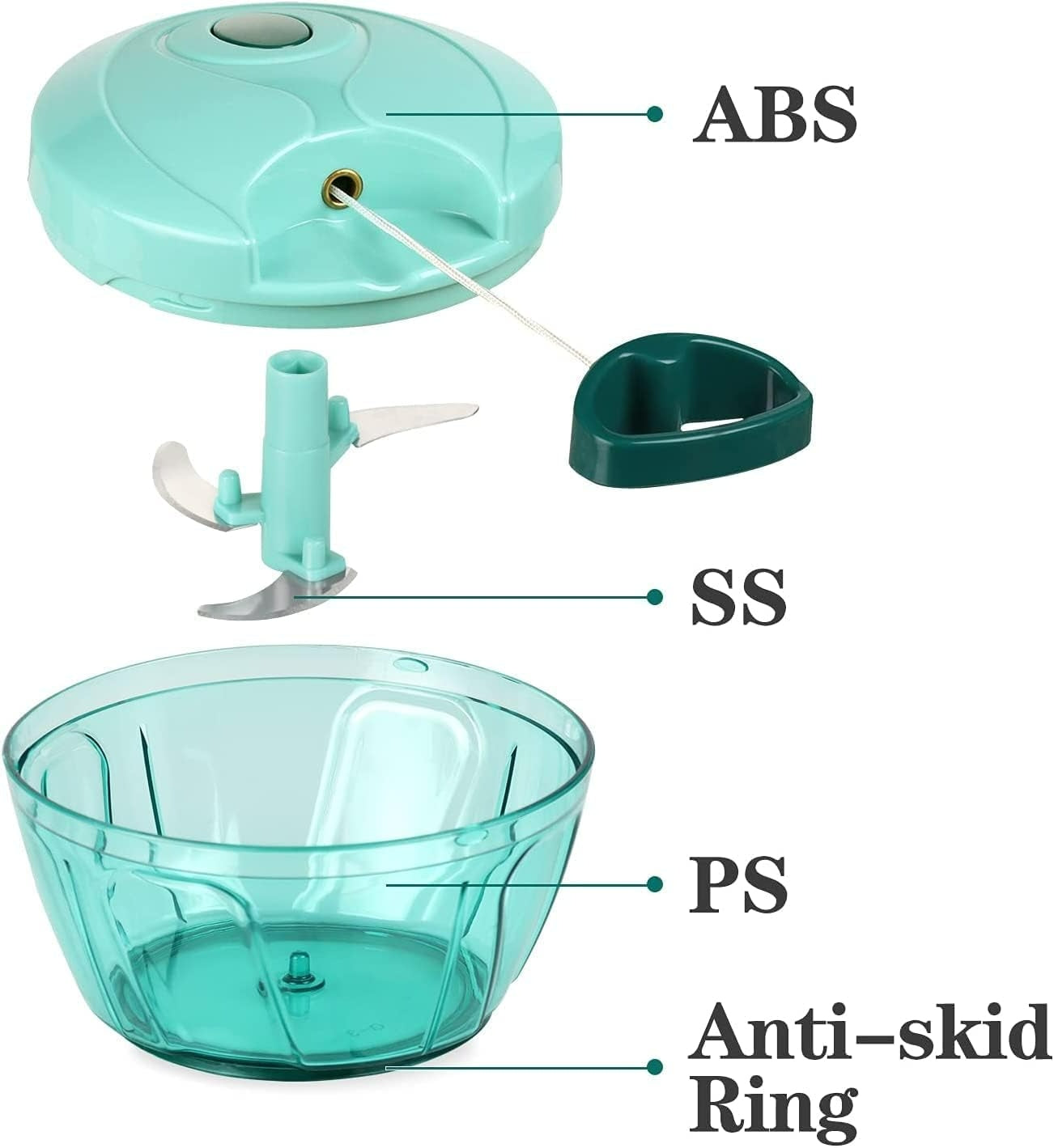 Wacky® 450ml Manual Vegetable Chopper Green (Pack of 1)
