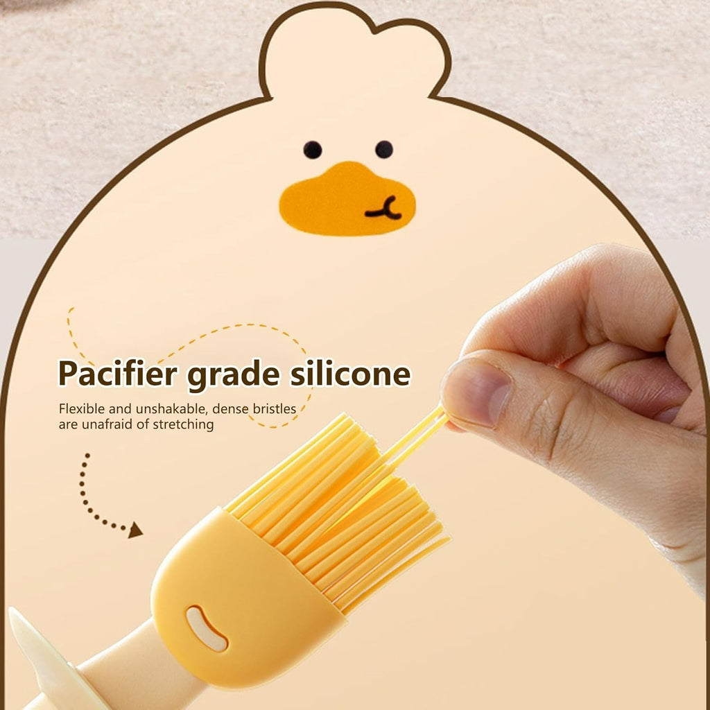 Wacky® 2-in-1 Cooking Oil Dispenser Bottle with Silicone Basting Brush (200 ml) | Cute Duck-Shaped Leakproof Oil Jar for Kitchen Cooking, Baking, BBQ Grill, Tawa Paratha & Toast