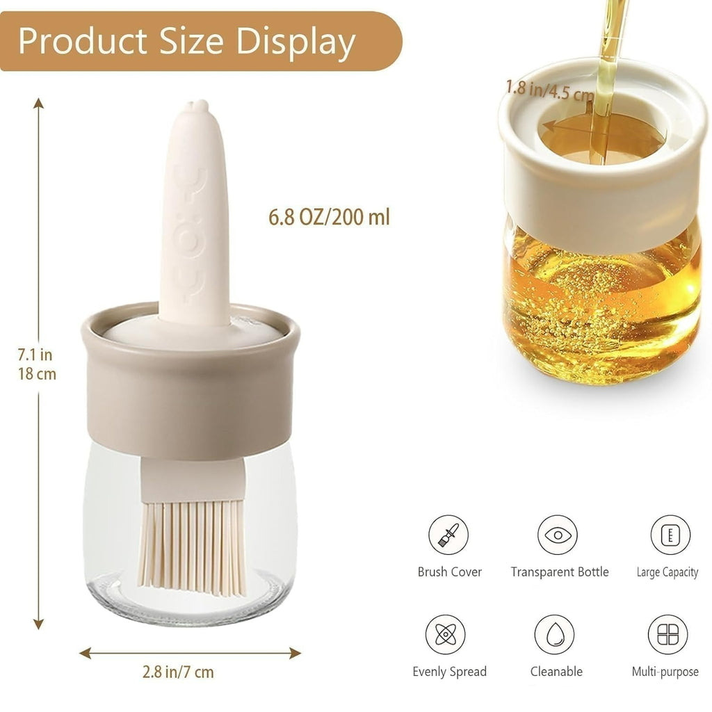 Wacky® 2-in-1 Cooking Oil Dispenser Bottle with Silicone Basting Brush (200 ml) | Cute Duck-Shaped Leakproof Oil Jar for Kitchen Cooking, Baking, BBQ Grill, Tawa Paratha & Toast