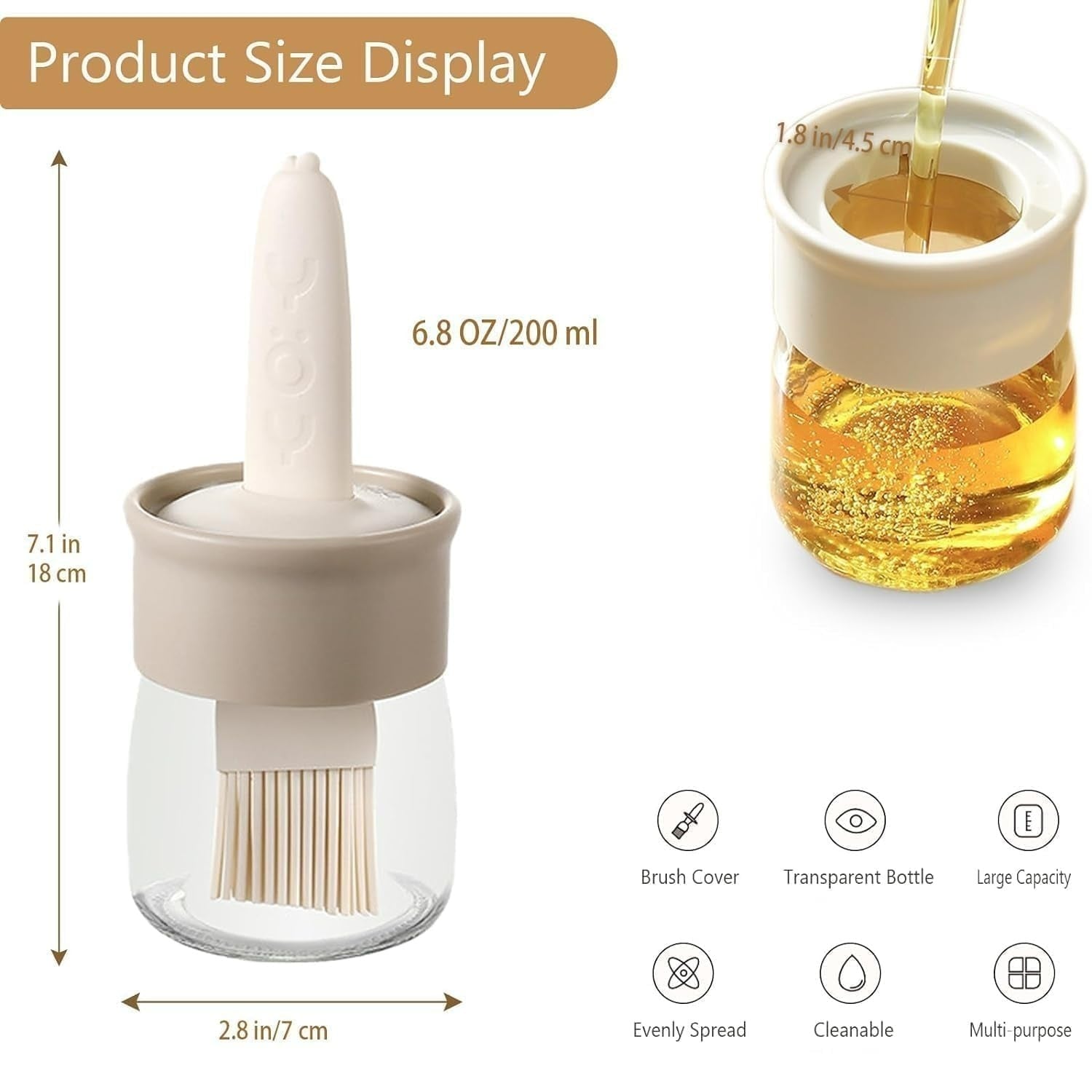 Wacky® 2-in-1 Cooking Oil Dispenser Bottle with Silicone Basting Brush (200 ml) | Cute Duck-Shaped Leakproof Oil Jar for Kitchen Cooking, Baking, BBQ Grill, Tawa Paratha & Toast