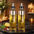 Wacky® 1000ml Smart Cooking Oil Dispenser Bottle (Pack of 2) | Leakproof Clear Plastic Cruet Jar with Measurement Markings & Flip Cap | Olive Oil, Vinegar & Soy Sauce Pourer for Kitchen (Set of 2)