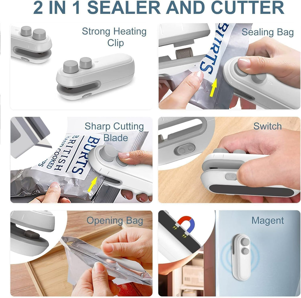 Wacky® Mini Bag Sealer, USB Rechargeable Handheld Vacuum Sealer for Food Storage, Portable Heat Sealing Machine(Pack of 1)
