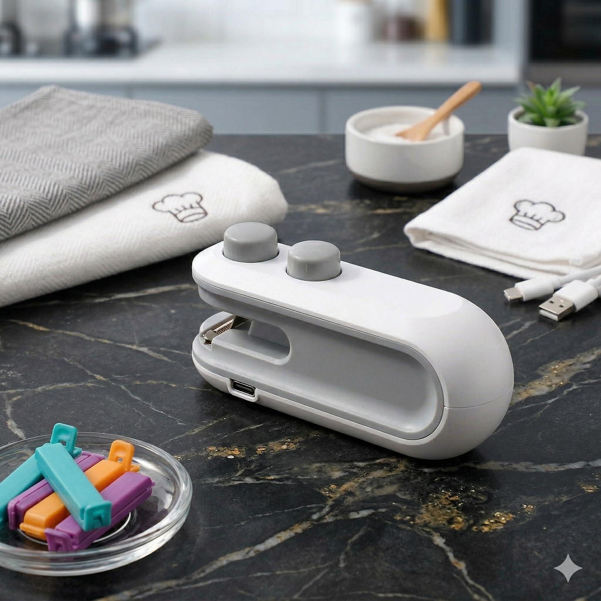 Wacky® Mini Bag Sealer, USB Rechargeable Handheld Vacuum Sealer for Food Storage, Portable Heat Sealing Machine(Pack of 1)